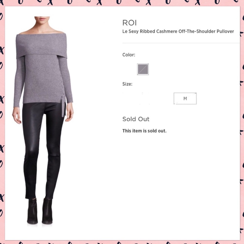 ROI Le Sexy Ribbed Cashmere OTS Sweater BNWT 🆕